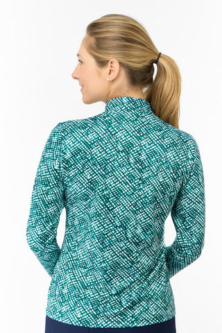 Arusha Long Sleeve Mid Layer - Teal Crosshatch