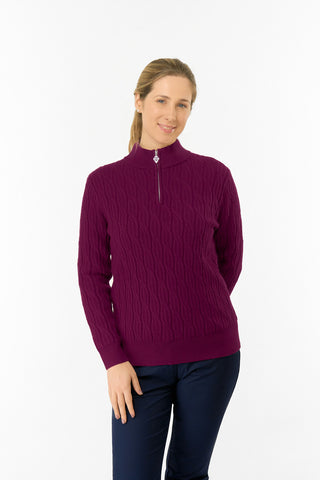 Ladies Sorrell Lined Jumper (Margot Knit) - Morello Cherry