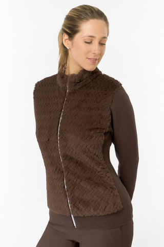 Ellisa Faux Fur Cardigan - Cocoa Powder