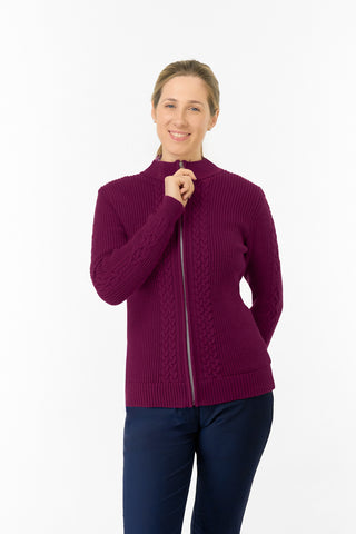 Sophia Elena Knit Lined Cardigan - Morello Cherry