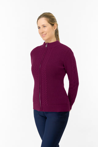 Sophia Elena Knit Lined Cardigan - Morello Cherry