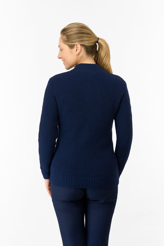 Sophia Elena Knit Lined Cardigan - Navy