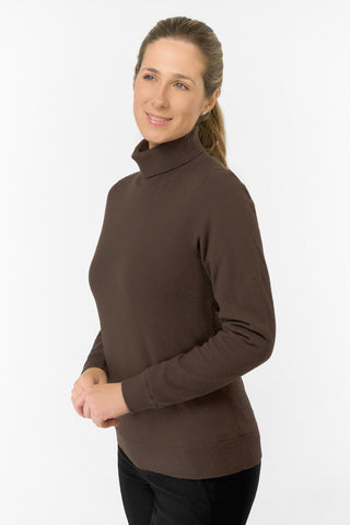 Sarah Roll Neck Jumper With Faux Fur Lining - Cocoa Powder