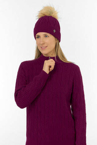 Greta Margot Knit Waterproof Bobble Hat - Morello Cherry