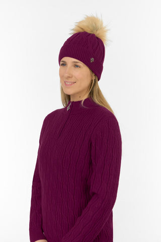Greta Margot Knit Waterproof Bobble Hat - Morello Cherry