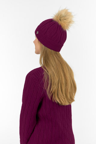Greta Margot Knit Waterproof Bobble Hat - Morello Cherry