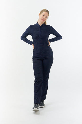 Pure Golf Cove Long Sleeve Zip Womens Golf Top - Navy