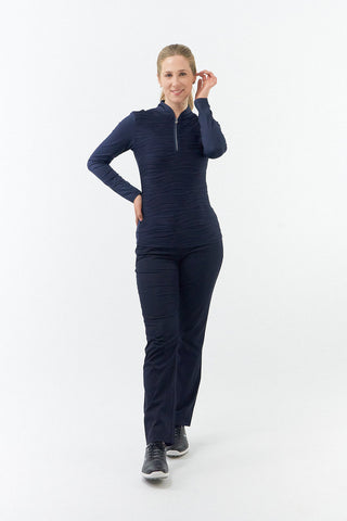 Pure Golf Cove Long Sleeve Zip Womens Golf Top - Navy