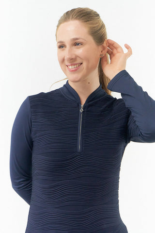 Pure Golf Cove Long Sleeve Zip Womens Golf Top - Navy