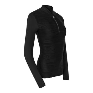 Pure Golf Cove Long Sleeve Zip Top - Black