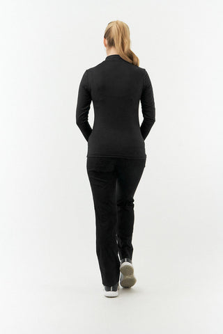 Pure Golf Cove Long Sleeve Zip Top - Black