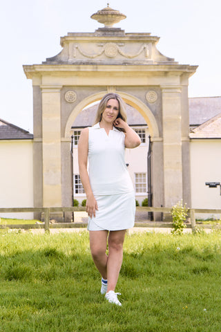 Ava Jacquard Pull-On Ladies Golf Skort - White