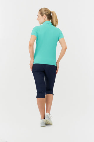 Rebecca-Jacquard Short Sleeve Ladies Golf Polo Shirt - Ocean