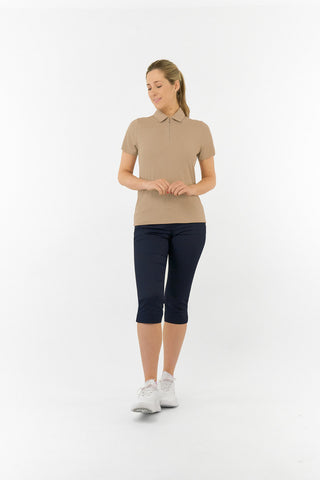Rebecca Lily PWP Short Sleeve Polo Golf Shirt - Sandstone