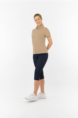 Rebecca Lily PWP Short Sleeve Polo Golf Shirt - Sandstone