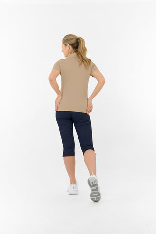 Rebecca Lily PWP Short Sleeve Polo Golf Shirt - Sandstone