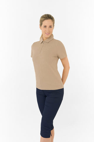 Rebecca Lily PWP Short Sleeve Polo Golf Shirt - Sandstone
