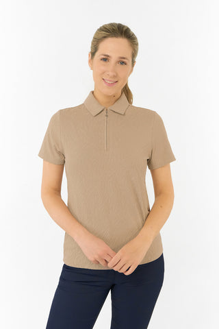 Rebecca Lily PWP Short Sleeve Polo Golf Shirt - Sandstone