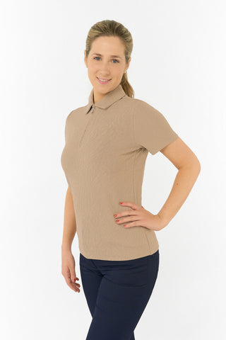 Rebecca Lily PWP Short Sleeve Polo Golf Shirt - Sandstone