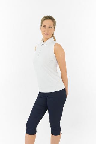 Rebecca Lily PWP Sleeveless Polo Golf Shirt - White
