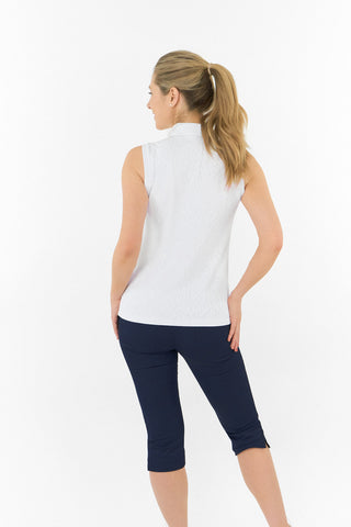 Rebecca Lily PWP Sleeveless Polo Golf Shirt - White