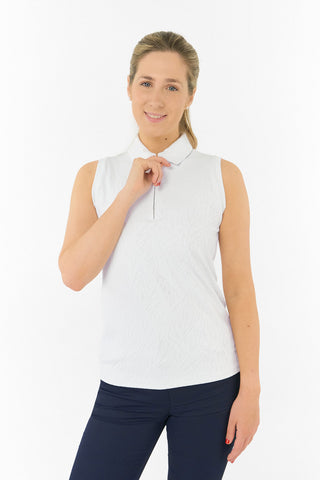 Rebecca Lily PWP Sleeveless Polo Golf Shirt - White