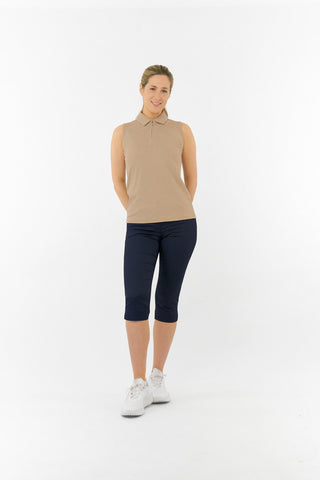Rebecca Lily PWP Sleeveless Polo Golf Shirt - Sandstone