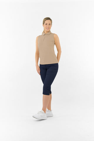 Rebecca Lily PWP Sleeveless Polo Golf Shirt - Sandstone