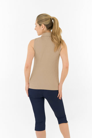 Rebecca Lily PWP Sleeveless Polo Golf Shirt - Sandstone