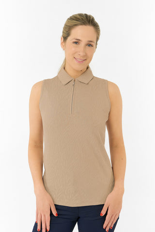 Rebecca Lily PWP Sleeveless Polo Golf Shirt - Sandstone