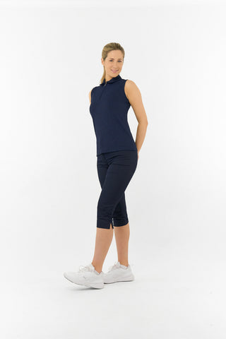 Rebecca Lily PWP Sleeveless Polo Golf Shirt - Navy