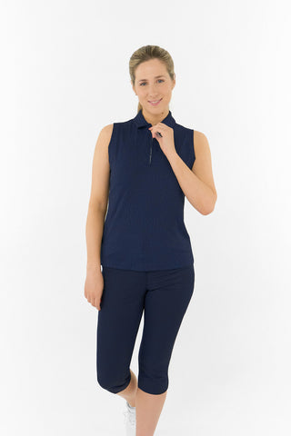 Rebecca Lily PWP Sleeveless Polo Golf Shirt - Navy