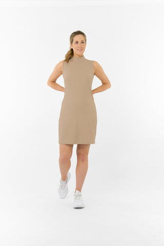 Sabrina Textured Sleeveless Dress - Sandstone