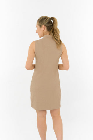 Sabrina Textured Sleeveless Dress - Sandstone