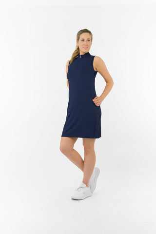 Sabrina Textured Sleeveless Dress - Navy