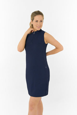 Sabrina Textured Sleeveless Dress - Navy