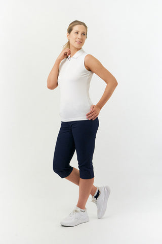 Thrive2 Sleeveless Ladies Golf Polo Shirt - White