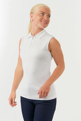 Thrive2 Sleeveless Ladies Golf Polo Shirt - White