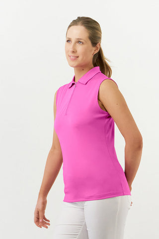 Thrive Ladies Sleeveless Golf Polo Shirts - Azalea Pink