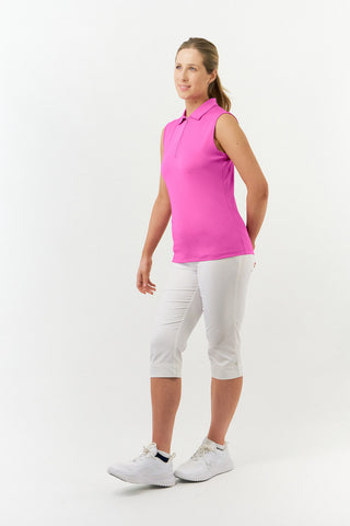 Thrive Ladies Sleeveless Golf Polo Shirts - Azalea Pink