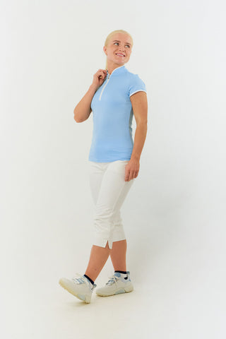 Bloom Ladies Cap Sleeve Polo Shirt - Pale Blue