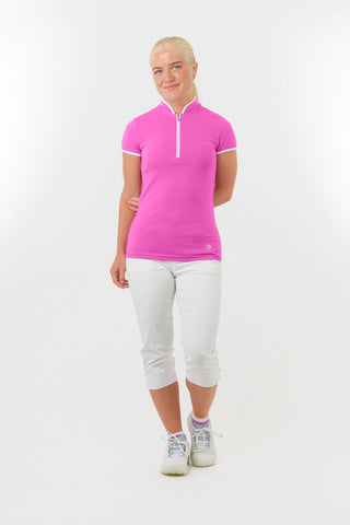 Bloom2 Ladies Cap Sleeve Polo Shirt - Azalea Pink