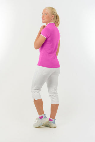 Bloom2 Ladies Cap Sleeve Polo Shirt - Azalea Pink