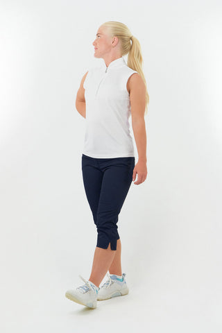 Bloom2 Ladies Sleeveless Polo Shirt - White