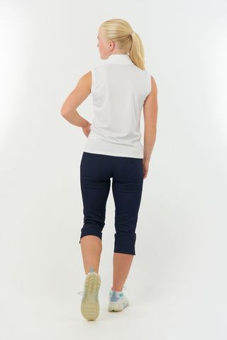Bloom2 Ladies Sleeveless Polo Shirt - White