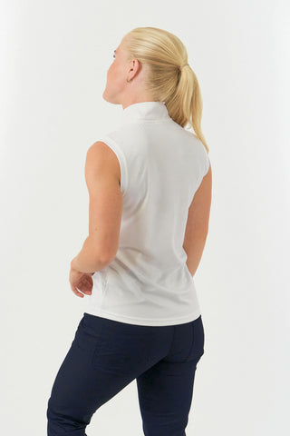 Bloom2 Ladies Sleeveless Polo Shirt - White