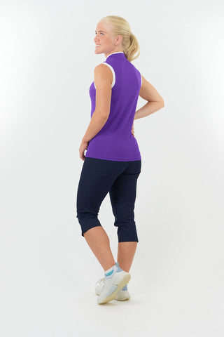 Bloom Sleeveless Golf Polo Shirt - Purple