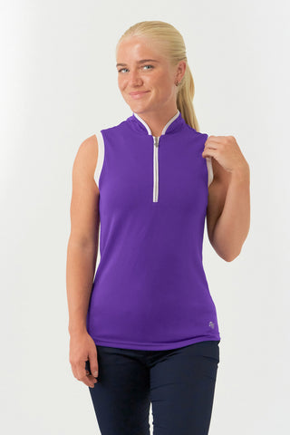 Bloom Sleeveless Golf Polo Shirt - Purple