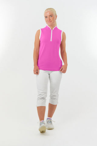 Bloom Ladies Sleeveless Golf Polo Shirt - Azalea