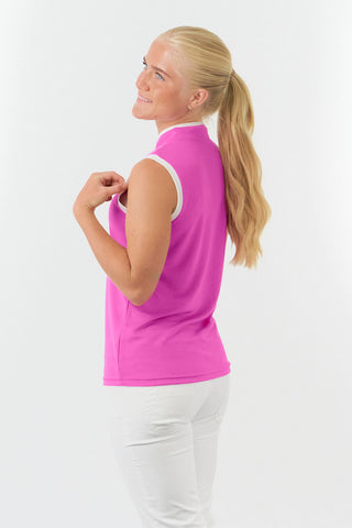 Bloom2 Ladies Sleeveless Polo Shirt - Azalea Pink